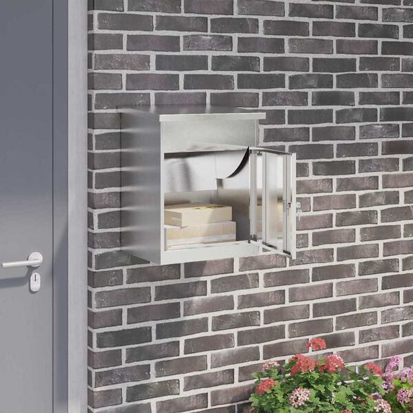 vidaXL Пощенска кутия за пратки със съхранение Черно 47.5 x 38 x 59 см