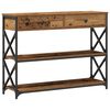 vidaXL Конзолна маса с чекмедже с рафт Старо дърво 100 x 28 x 75 см