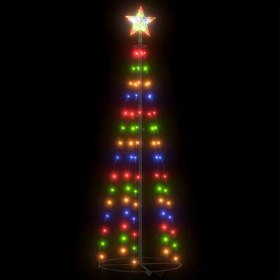 vidaXL Декоративна коледна елха конус, многоцветна, 84 LED, 50x150 см