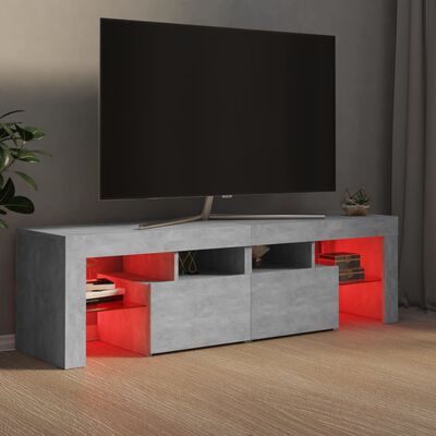 vidaXL ТВ шкаф с LED осветление, бетонно сив, 140x36,5x40 см