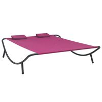 vidaXL Градинско лаундж легло, текстил, розово