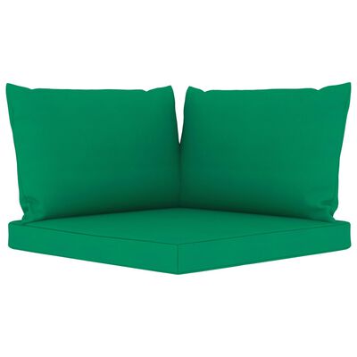 vidaXL Градински 2-местен диван от палети със зелени възглавници бор