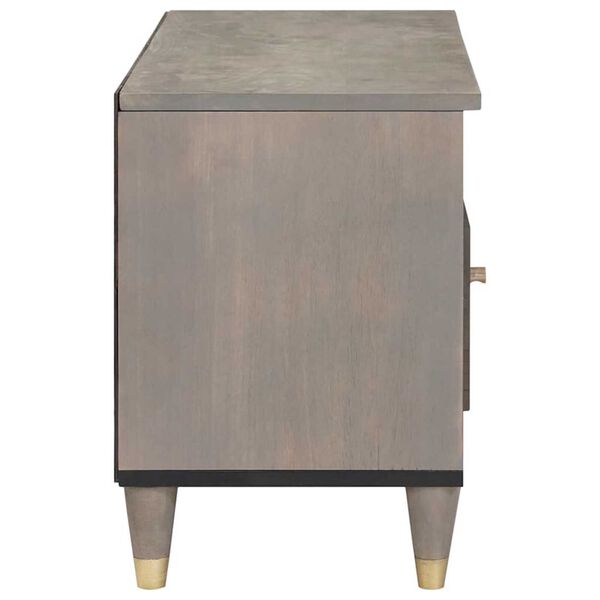 vidaXL ТВ шкаф с чекмедже Сив 80 x 33 x 46 см Солидно мангово дърво