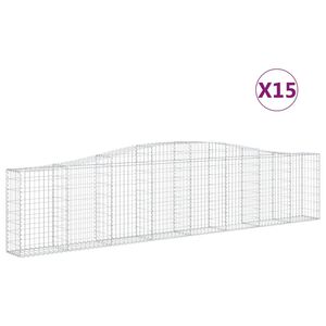 vidaXL Габионни кошници арка 15 бр 400x30x80/100 см поцинковано желязо