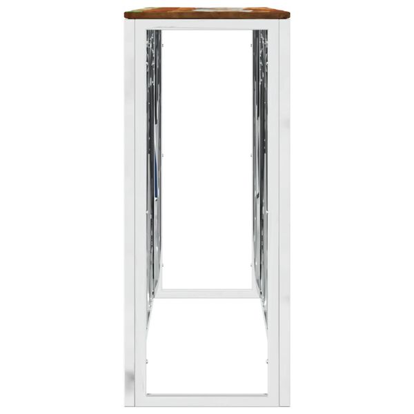 vidaXL Конзолна маса сребриста неръждаема стомана и регенерирано дърво