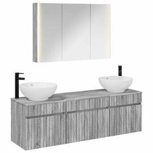 vidaXL Комплект шкафове за баня 4 pcs Сив Сонома 103,5 x 15,5 x 70 см