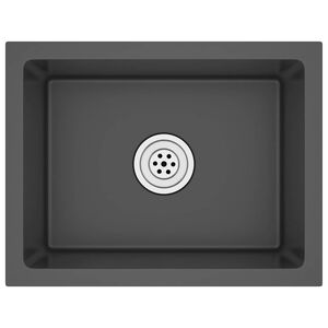 vidaXL Ръчно изработена кухненска мивка, черна, неръждаема стомана