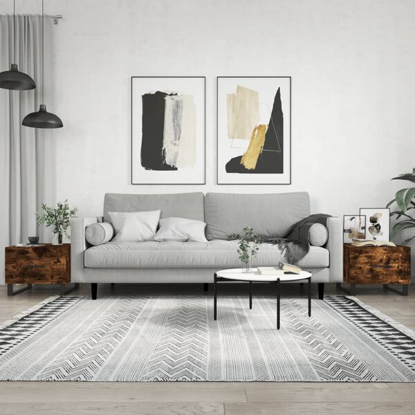 vidaXL Кафе маси, 2 бр, опушен дъб, 50x50x40 см, инженерно дърво