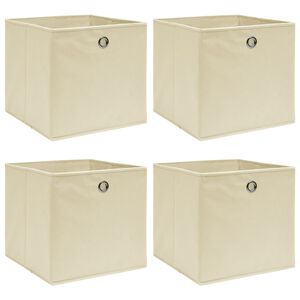 vidaXL Кутии за съхранение 4 бр кремави 32x32x32 см плат