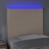 vidaXL LED горна табла за легло, капучино, 90x5x118/128 см