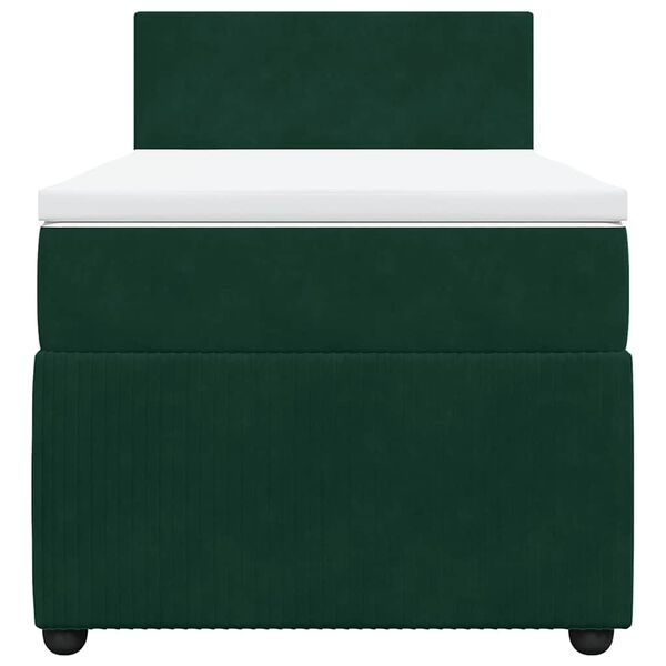vidaXL Боксспринг легло с матрак, тъмнозелено, 80x200 см, кадифе