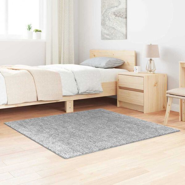 vidaXL Антихлъзгащ shaggy килим Сив 120 x 120 cm ПП