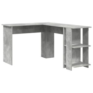 vidaXL Ъглово бюро Циментено сиво 140 x 113,5 x 75 см Инженерно дърво