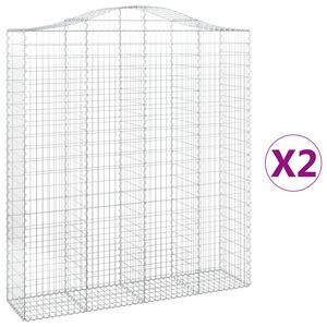 vidaXL Габионни кошници арка 2 бр 200x50x220/240 см поцинковано желязо
