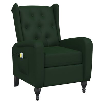 vidaXL Масажен наклоняем стол, тъмнозелен, кадифе