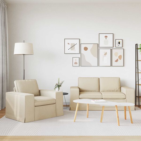 vidaXL Комплект дивани 2 pcs Крем 182 x 80 x 82 см текстил