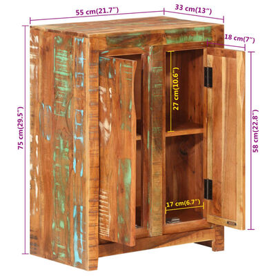 vidaXL Страничен шкаф, 55x33x75 см, регенерирано дърво масив