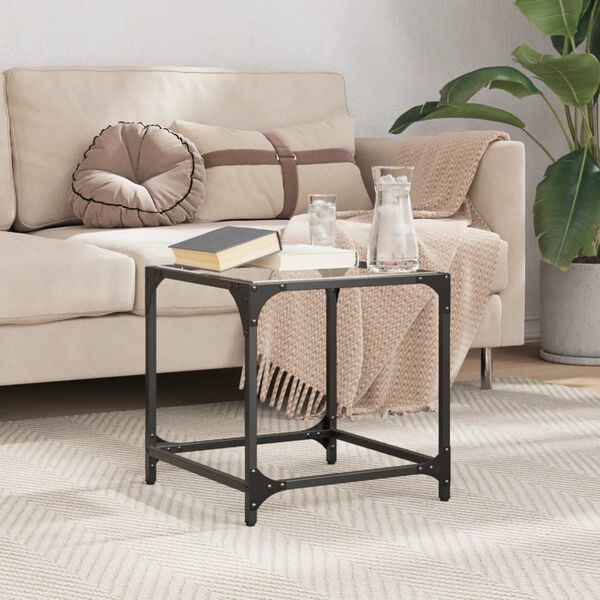 vidaXL Маса за кафе с прозрачен стъклен плот 40x40x40 см стомана