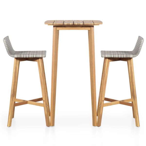 vidaXL Бар комплект от 3 части, акациево дърво масив