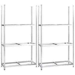 vidaXL Стелажи за гуми с 3 рафта 2 бр сребристи 110x40x200 см стомана