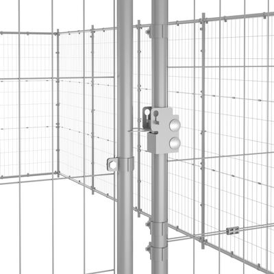 vidaXL Външна клетка за куче, поцинкована стомана, 79,86 м²