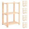 vidaXL 3-етажни стелажи, 5 бр, 60x38x90 см, бор масив, 150 кг