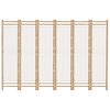vidaXL Сгъваема 6-панелна преграда за стая 240 см бамбук и платно