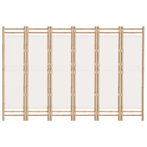 vidaXL Сгъваема 6-панелна преграда за стая 240 см бамбук и платно