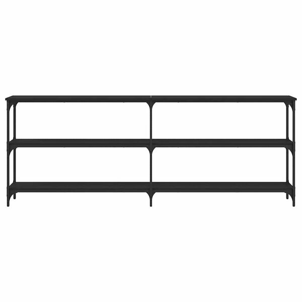 vidaXL Конзолна маса, черна, 200x29x75 см, инженерно дърво