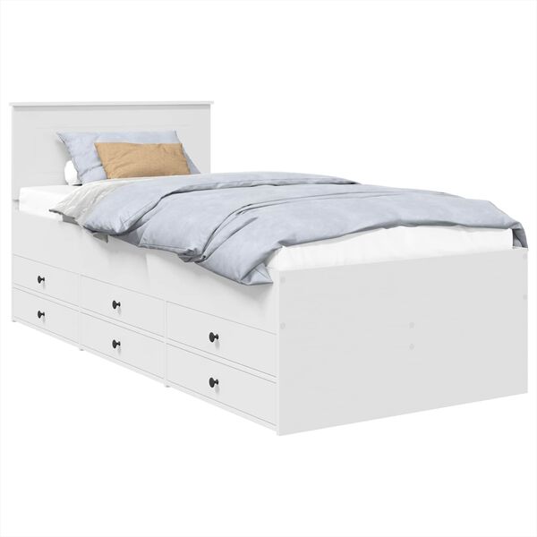 vidaXL Легло-диван с чекмедже Бял и черен 90 x 200 cm Инженерно дърво