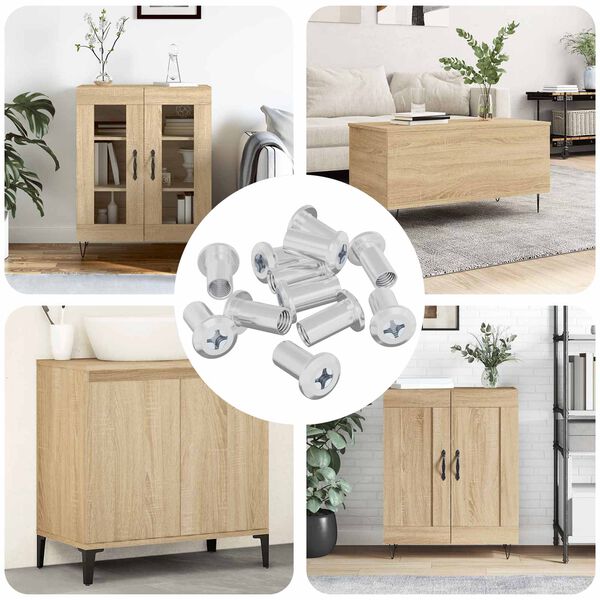 vidaXL Гайка с заключване 12 pcs Никел М6 x 15 мм Стомана