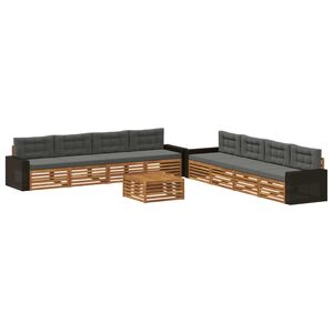 vidaXL Комплект дивани за открито 9 pcs Натурален и Антрацит Полиестер