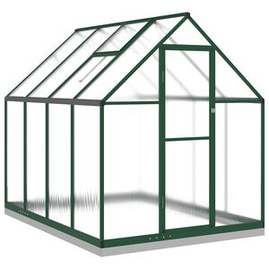 vidaXL Оранжерия с основа рамка зелен 224x169x202 см алуминий