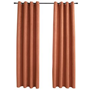 vidaXL Затъмняващи завеси с метални халки, 2 бр, ръждиво, 140x175 см