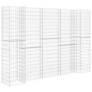 vidaXL Габион плантер Н-образен, стоманена тел, 260x40x200 cм