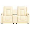 vidaXL 2-местен масажен реклайнер с държачи за чаши, кремав, еко кожа