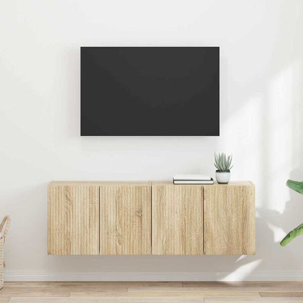 vidaXL TV стенен шкаф 2 pcs Сонома дъб 59,5 x 31 x 40 см