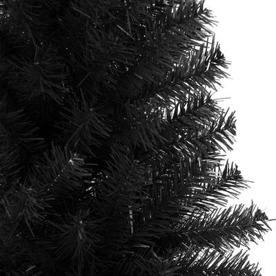 vidaXL Изкуствена коледна елха със стойка, черна, 210 см, PVC