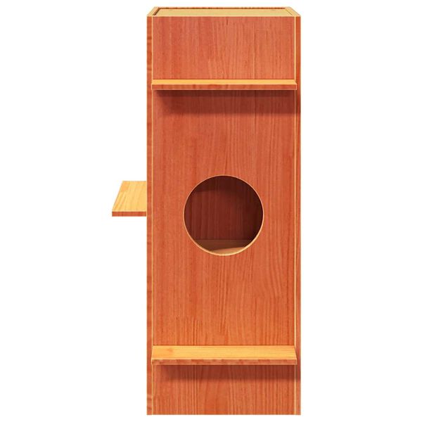 vidaXL Къща за котки Wax Brown 43x43x90 cm масивна дървесина бор