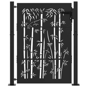 vidaXL Градинска врата 110 x 130 cm Черно С ключалка