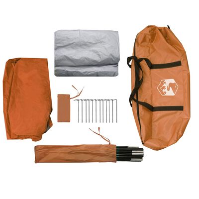 vidaXL Къмпинг палатка с веранда 4-местна сиво-оранжево водоустойчива