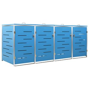 vidaXL Четворен навес за кофа за смет 276,5x77,5x115 см инокс