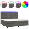 vidaXL Боксспринг легло с матрак и LED, тъмносиво, 200x200 см, кадифе