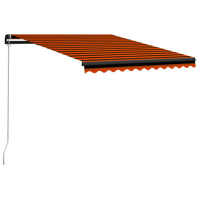 vidaXL Ръчно прибираща се тента с LED, 350x250 см, оранжево и кафяво