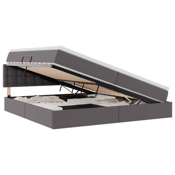 vidaXL Легло с място за съхранение и матрак с матрак Сив 200 x 200 cm