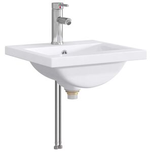 vidaXL Мивка за баня с кран и отвод Хром 42 x 40 x 16,5 см Керамика