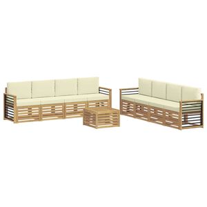 vidaXL Комплекти дивани с възглавница 9 pcs Бяло и кремаво Полиестер