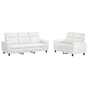 vidaXL Комплект дивани 2 pcs Бяло Текстил