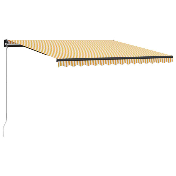 vidaXL Ръчно прибираща се тента с LED, 400x300 см, жълто и бяло