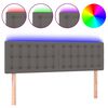 vidaXL LED Горна табла за легло, сива, 144x5x78/88 см, изкуствена кожа